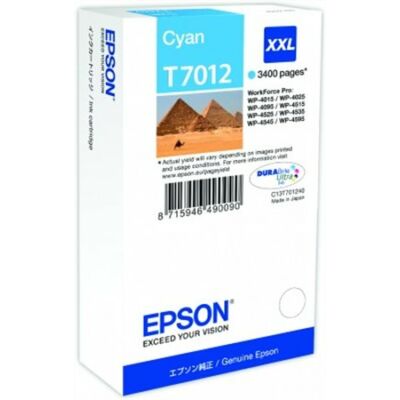 Epson T7012 C XXL eredeti tintapatron (cián) 3400 oldalas! (≈3400oldal)