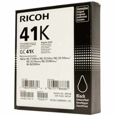 Ricoh GC41K fekete gélpatron, ~2500 oldal (405761)