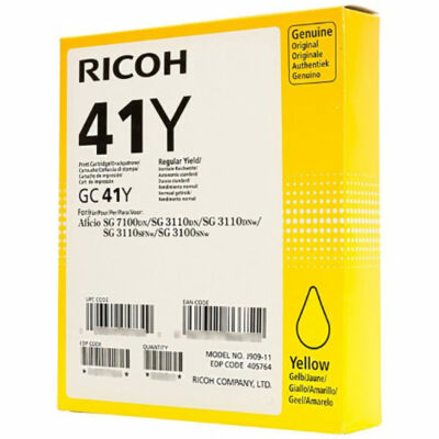 Ricoh GC41Y sárga gélpatron, ~2200 oldal (405764)