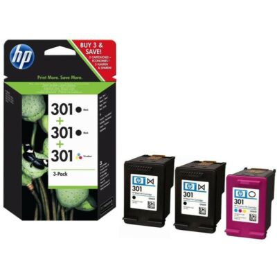 HP Nr.301 (E5Y87EE) eredeti (2db fekete+1db színes) tintapatron multipakk, ~545 oldal
