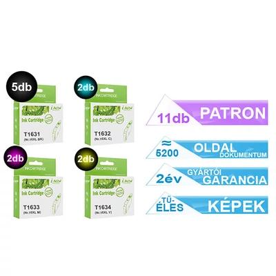 11db-os Epson -hoz T1636 (No.16XL) utángyártott tintapatron pakk (≈5200 oldal)