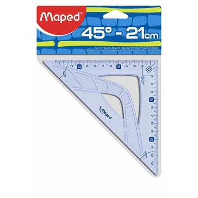 Háromszög vonalzó, műanyag, 45°, 21 cm, MAPED 