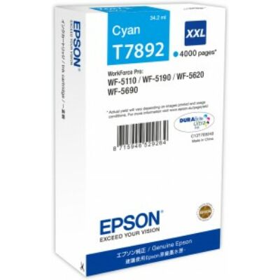 Epson T7892 XXL cián eredeti tintapatron 4K (≈4000oldal)