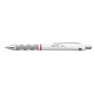 Golyóstoll, 0,8 mm, nyomógombos, fehér tolltest, ROTRING 