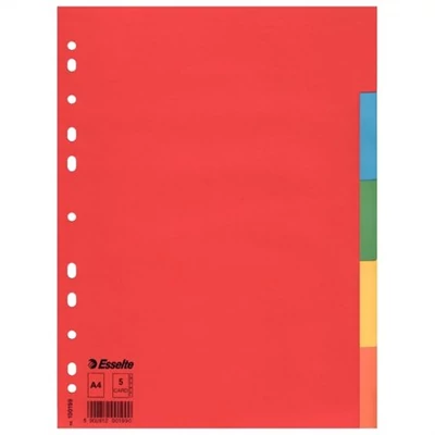Regiszter, karton, A4, 5 részes, ESSELTE 