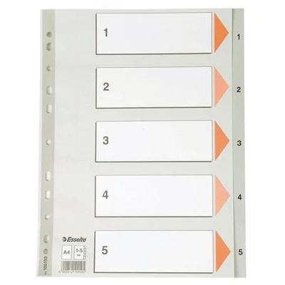 Regiszter, műanyag, A4, 1-5, ESSELTE, szürke