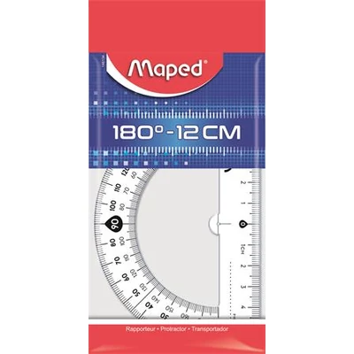 Szögmérő, műanyag 180°-os kínáló dobozos MAPED 