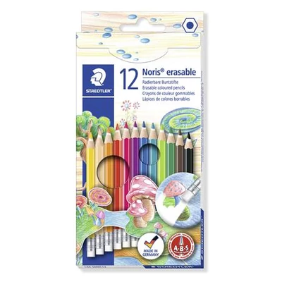 Színes ceruza készlet radírral, hatszögletű, STAEDTLER 