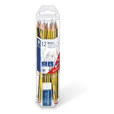 Grafitceruza készlet, ajándék radírral, HB, hatszögletű, STAEDTLER 