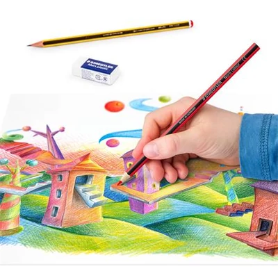 Színes ceruza készlet, hatszögletű, ajándék grafitceruzával és radírral, STAEDTLER 