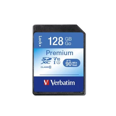 Memóriakártya, SDXC, 128GB, CL10/U1, 90/10 MB/s, VERBATIM 