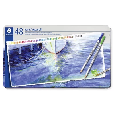 Akvarell ceruza készlet, hatszögletű, fém doboz, STAEDTLER 