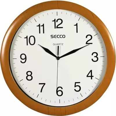 Falióra, 33 cm,  SECCO "Sweep Second", fa hatású keret