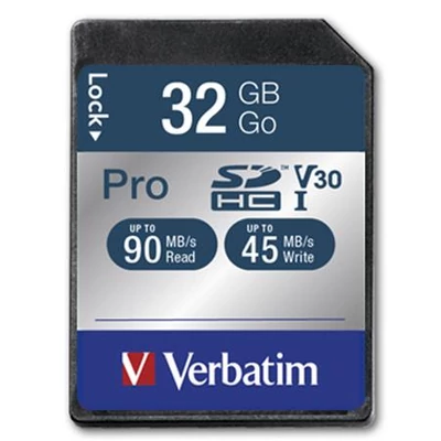 Memóriakártya, SDHC, 32GB, CL10/U3, 90/45MB/sec, VERBATIM 