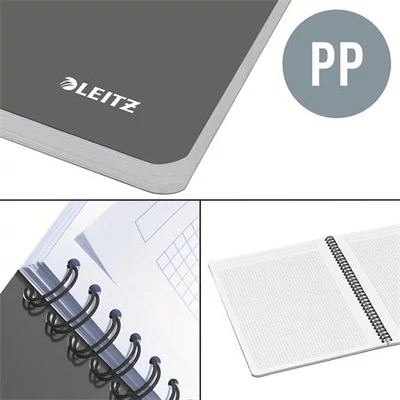 Spirálfüzet, A4, kockás, 90 lap, PP borító, LEITZ 