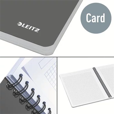 Spirálfüzet, A4, kockás, 90 lap, laminált karton borító, LEITZ 