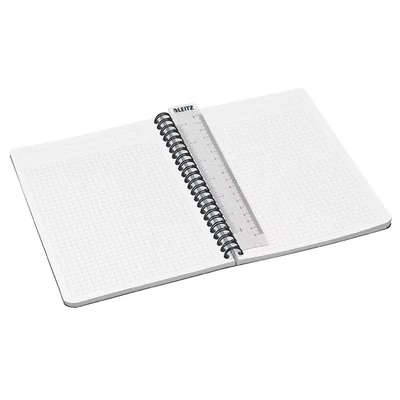 Spirálfüzet, A5, kockás, 90 lap, laminált karton borító, LEITZ 