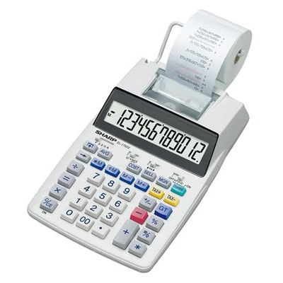 Számológép, szalagos, 12 számjegy, 2 színű nyomtató, SHARP 