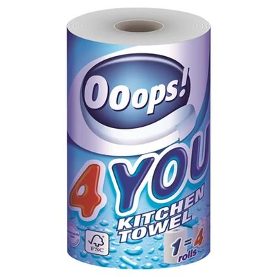 Háztartási papírtörlő, 2 rétegű, 200 lap, tekercses, OOOPS 