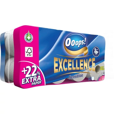 Toalettpapír, 3 rétegű, kistekercses, 16 tekercs, OOOPS 
