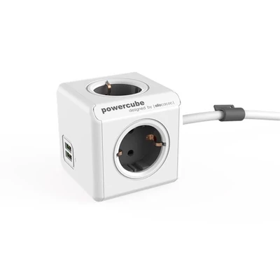 Elosztó, 4 aljzat, 2 USB csatlakozó, 1,5 m kábelhosszúság, ALLOCACOC 