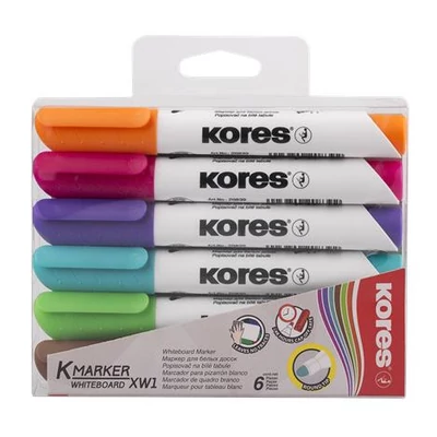 Tábla- és flipchart marker készlet, 3 mm, kúpos, KORES 