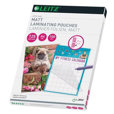 Meleglamináló fólia, 125 mikron, A4, matt, LEITZ 