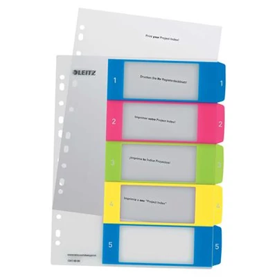 Regiszter, műanyag, A4 Maxi, 1-5, LEITZ 