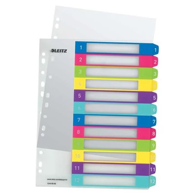 Regiszter, műanyag, A4 Maxi, 1-12, LEITZ 