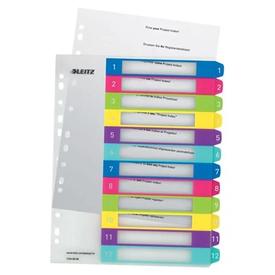Regiszter, műanyag, A4 Maxi, 1-12, LEITZ 