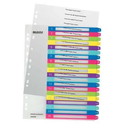 Regiszter, műanyag,  A4 Maxi, 1-20, LEITZ 