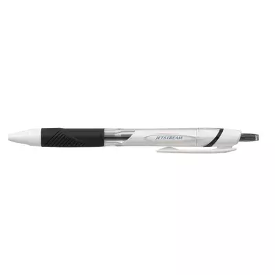 Golyóstoll, 0,35 mm, nyomógombos, fehér tolltest, UNI "SXN-155 Jetstream", fekete