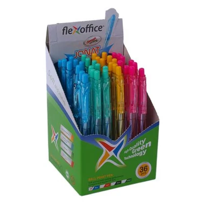 Golyóstoll, 0,25 mm, nyomógombos, vegyes test, FLEXOFFICE 