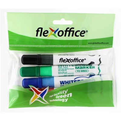 Táblamarker, 2,5 mm, kúpos, szett, FLEXOFFICE 