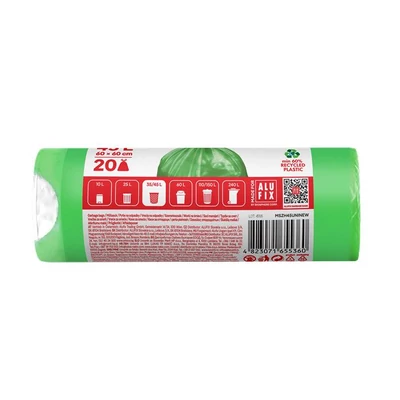 Szemeteszsák, zárószalagos, 45 l, 20 db, ALUFIX, 