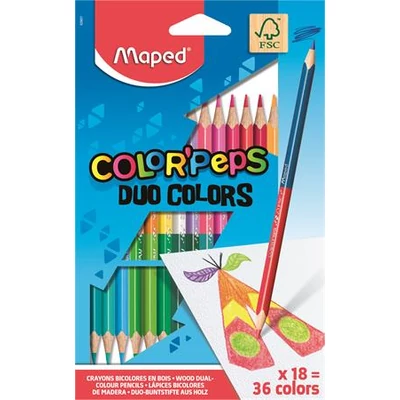 Színes ceruza készlet, háromszögletű, kétvégű, MAPED 