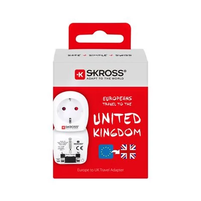 Adapter, Egyesült Királyságba utazóknak, földelt, SKROSS