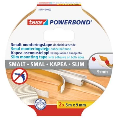 Szerelőszalag, keskeny, 2 x 9 mm x 5 m, TESA, 