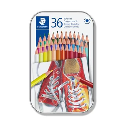 Színes ceruza készlet, hatszögletű, fém dobozban, STAEDTLER 