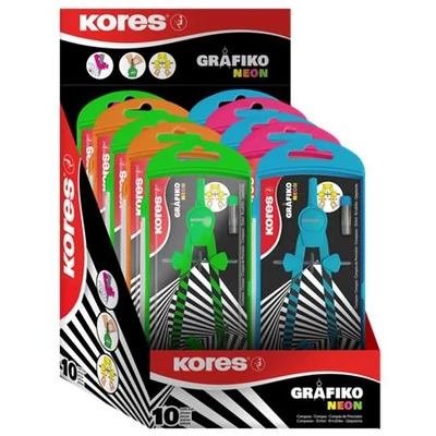 Körző készlet, precíziós, 3 darabos, KORES 