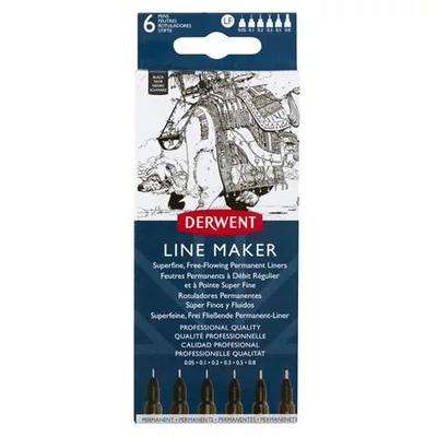 Tűfilc szett, 0,05/0,1/0,2/ 0,3/0,5/0,8 mm, DERWENT 