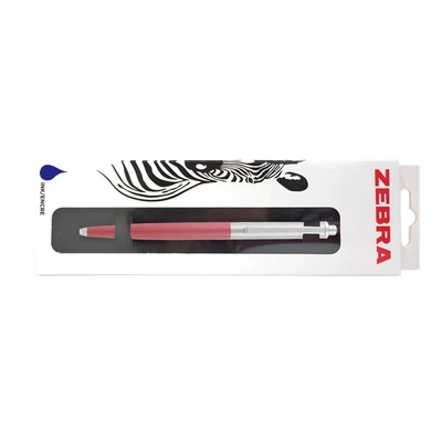 Golyóstoll, 0,24 mm, nyomógombos, ezüst színű klip, pink tolltest, ZEBRA 
