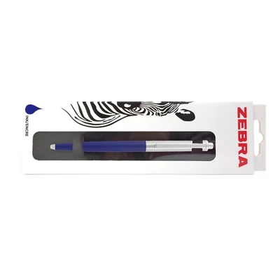 Golyóstoll, 0,24 mm, nyomógombos, ezüst színű klip, kék tolltest, ZEBRA 