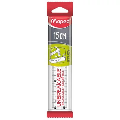 Vonalzó, műanyag, törhetetlen, 15 cm, MAPED 