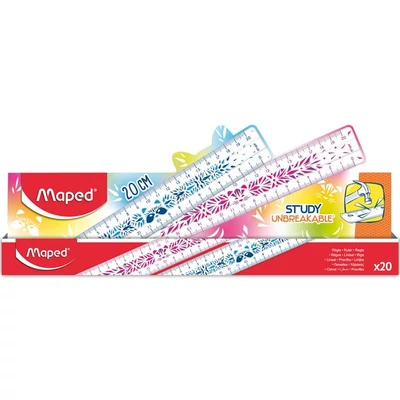 Vonalzó, műanyag, törhetetlen, 20 cm, MAPED 