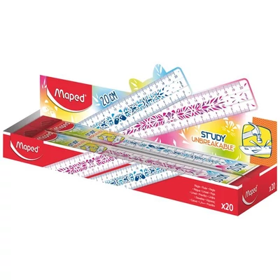 Vonalzó, műanyag, törhetetlen, 20 cm, MAPED 