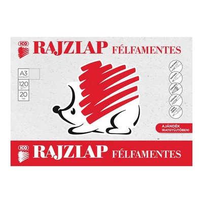 Rajzlap, félfamentes, A3, 120 g/m2, ICO 