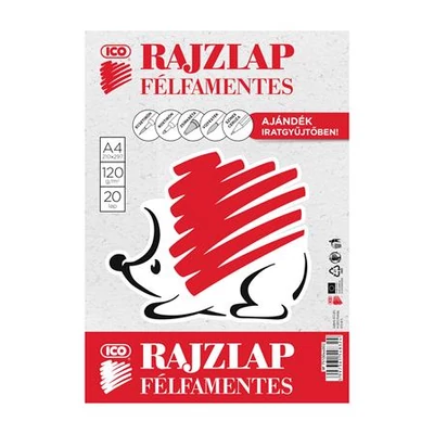 Rajzlap, félfamentes, A4, 120 g/m2, ICO 