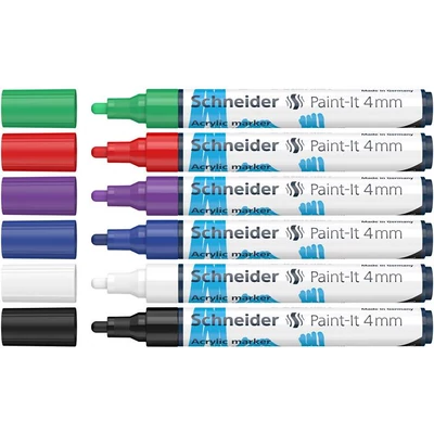 Akril marker készlet, 4 mm, SCHNEIDER 