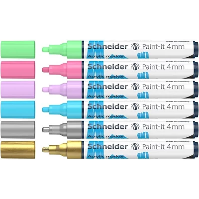 Akril marker készlet, 4 mm, SCHNEIDER 